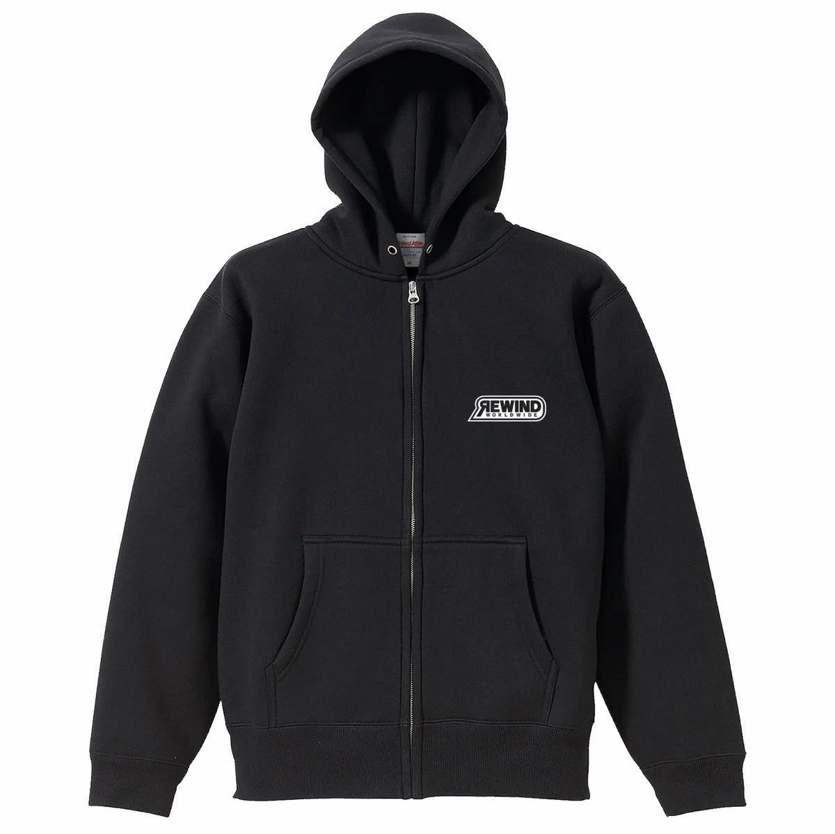 REWIND Logo Zip Hoodie (Black - White Logo)