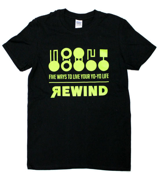 REWIND 5 Style T-shirt (Black - Green Logo) - Rewind