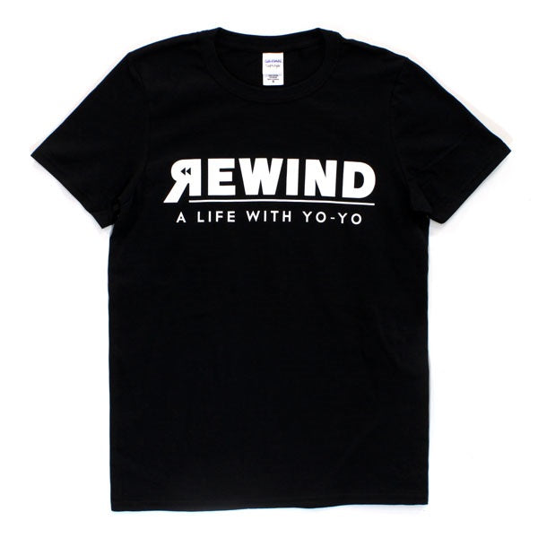 REWIND "A LIFE WITH YO-YO" T-shirt (Black - White Logo) - Rewind
