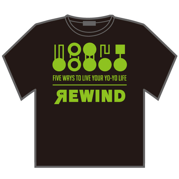 REWIND 5 Style T-shirt (Black - Green Logo) - Rewind
