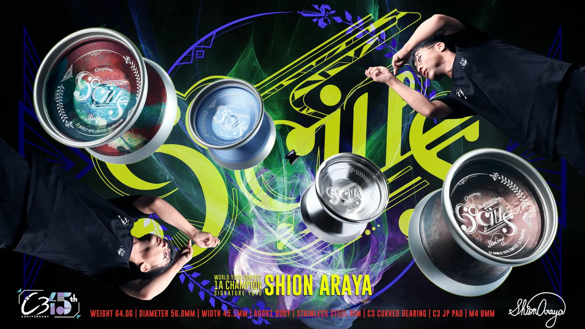Socius World Champion Shion Araya's signature bimetal yo-yo Socius World Champion Shion Araya's signature bimetal yo-yo