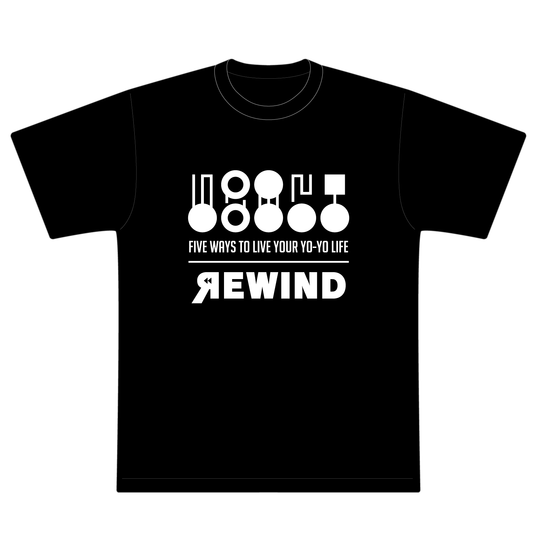 REWIND 5 Style T-shirt (Black - White Logo)