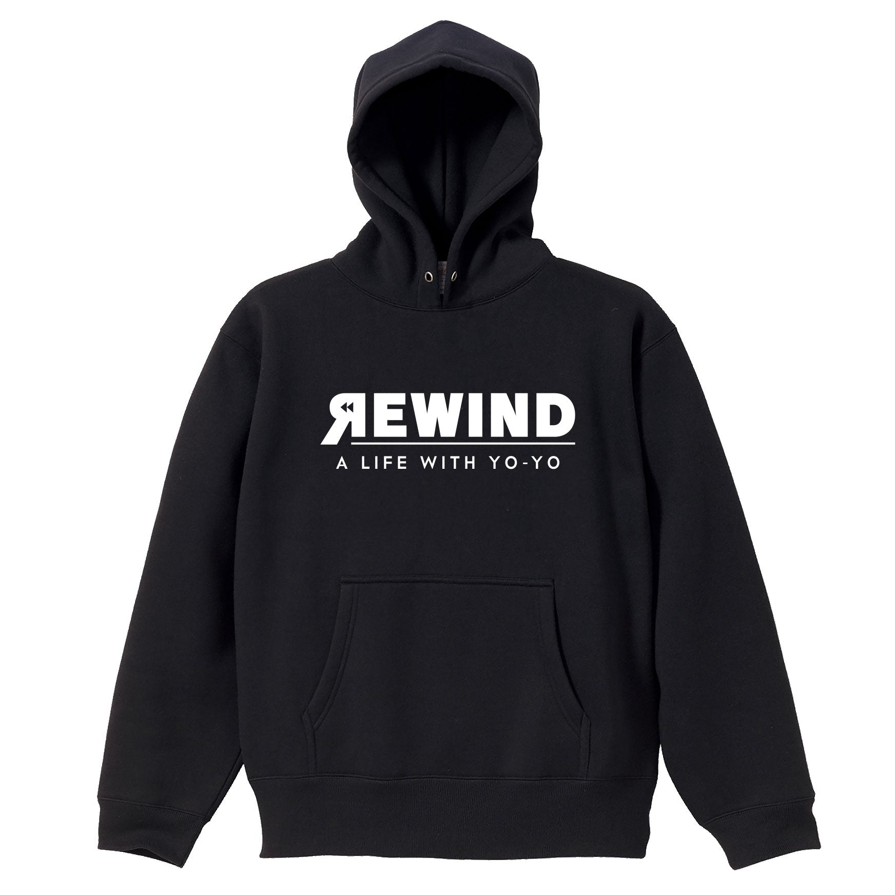 REWIND "A LIFE WITH YO-YO" Hoodie (Black - White Logo)