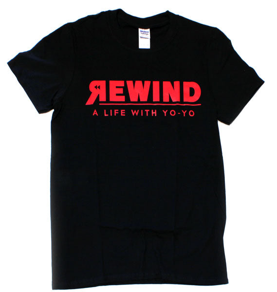 REWIND "A LIFE WITH YO-YO" T-shirt (Black - Red Logo) - Rewind