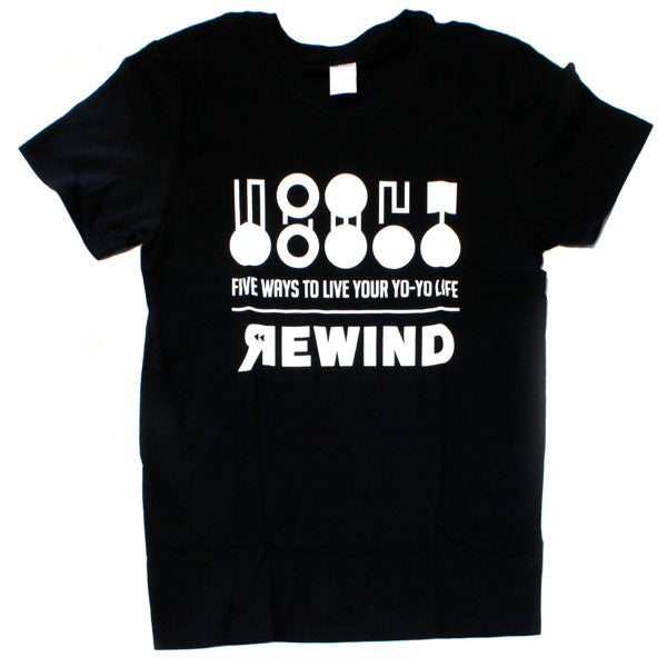 REWIND 5 Style T-shirt (Black - White Logo)