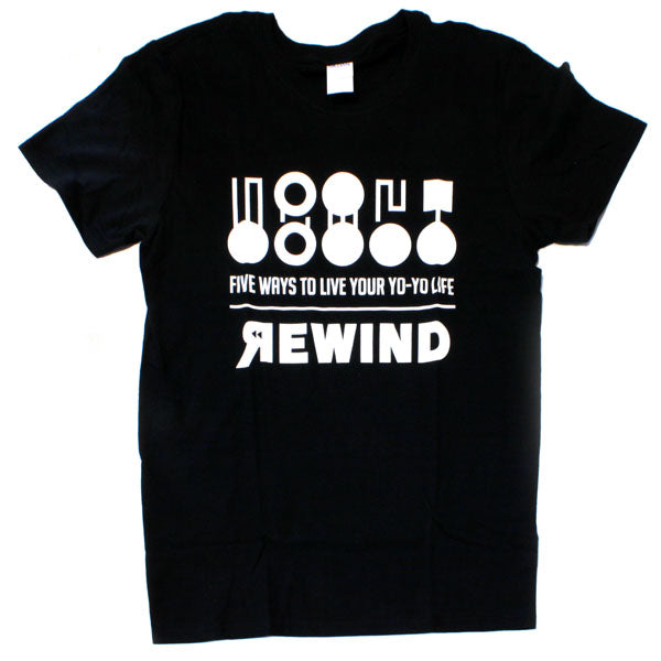 REWIND 5 Style T-shirt (Black - White Logo) - Rewind