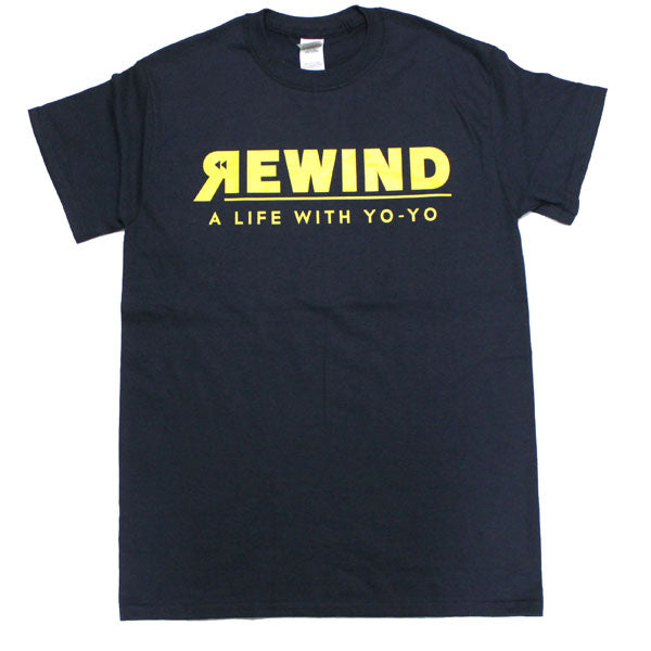 REWIND "A LIFE WITH YO-YO" T-shirt (Navy - Yellow Logo) - Rewind