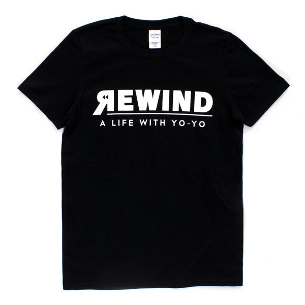 REWIND "A LIFE WITH YO-YO" T-shirt (Black - White Logo)