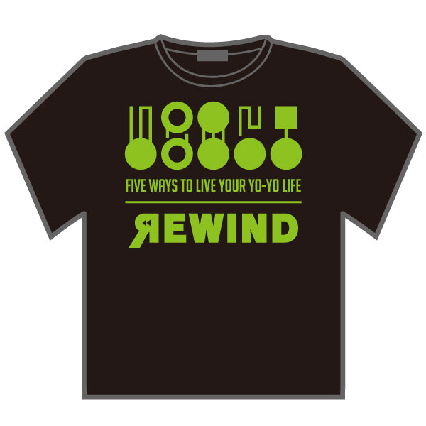 REWIND 5 Style T-shirt (Black - Green Logo)