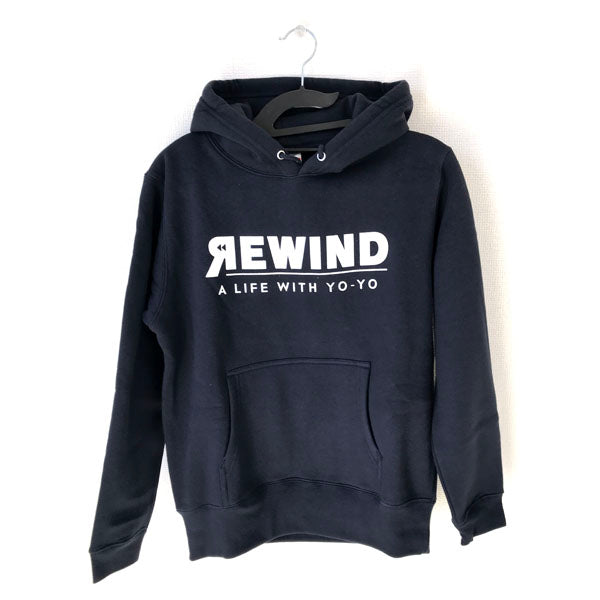 REWIND "A LIFE WITH YO-YO" Hoodie (Navy - White Logo) - Rewind