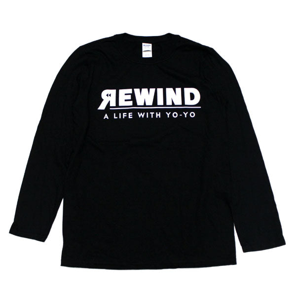 REWIND "A LIFE WITH YO-YO" Long Sleeve T-shirt (Black - White Logo) - Rewind