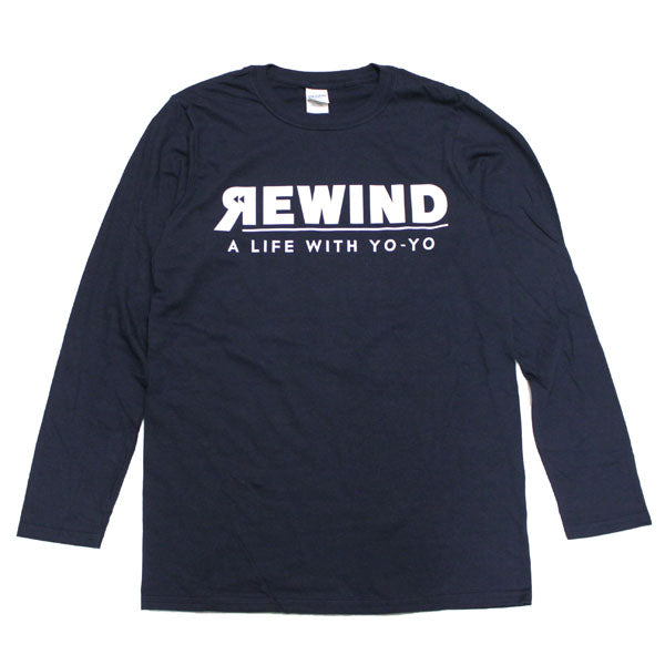 REWIND "A LIFE WITH YO-YO" Long Sleeve T-shirt (Navy - White Logo) - Rewind