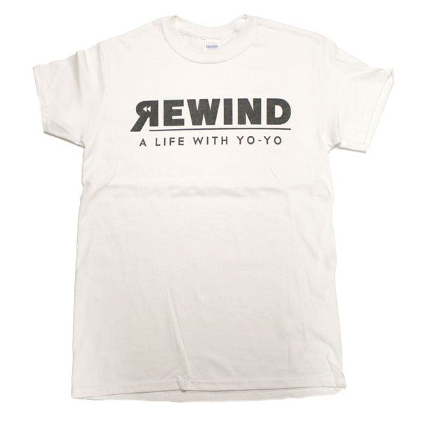 REWIND "A LIFE WITH YO-YO" T-shirt (White - Black Logo) - Rewind