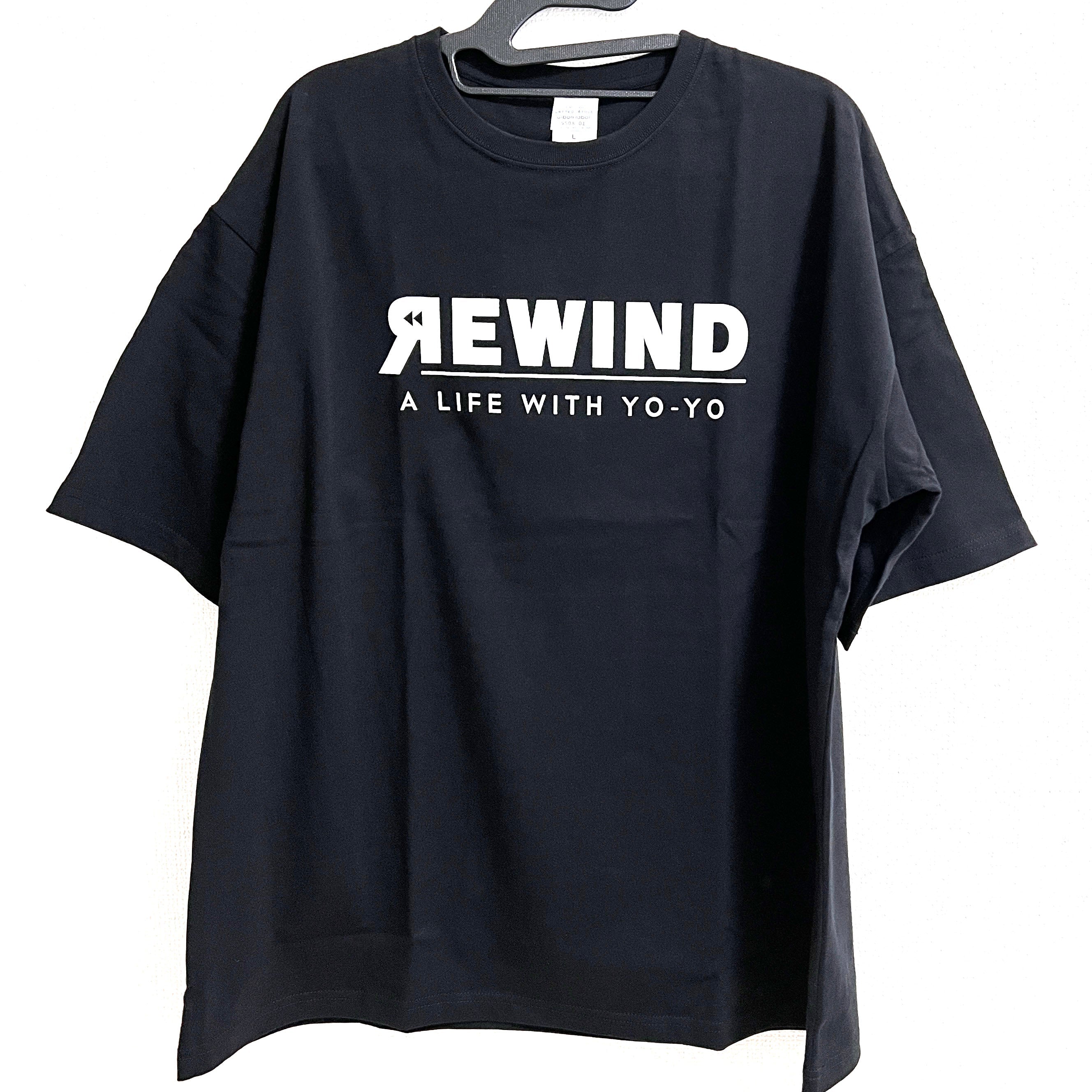 REWIND Loose Fitting Silhouette T-shirt (Black / White Logo) - YOYO STORE REWIND WORLDWIDE