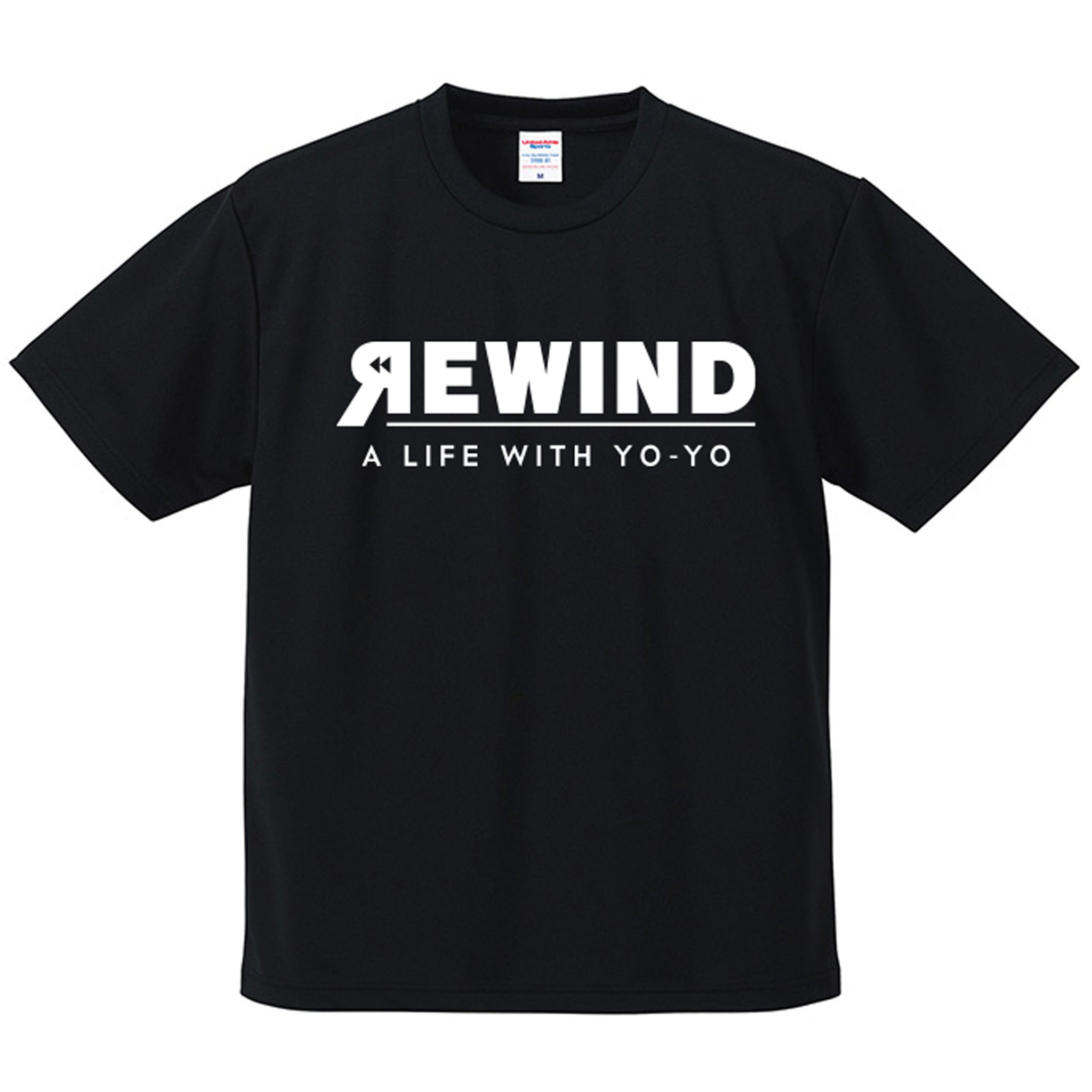 REWIND -A LIFE WITH YO-YO- Dry T-shirt (Black / White Logo)